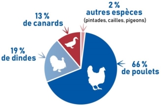 Répartition de la production par espèces